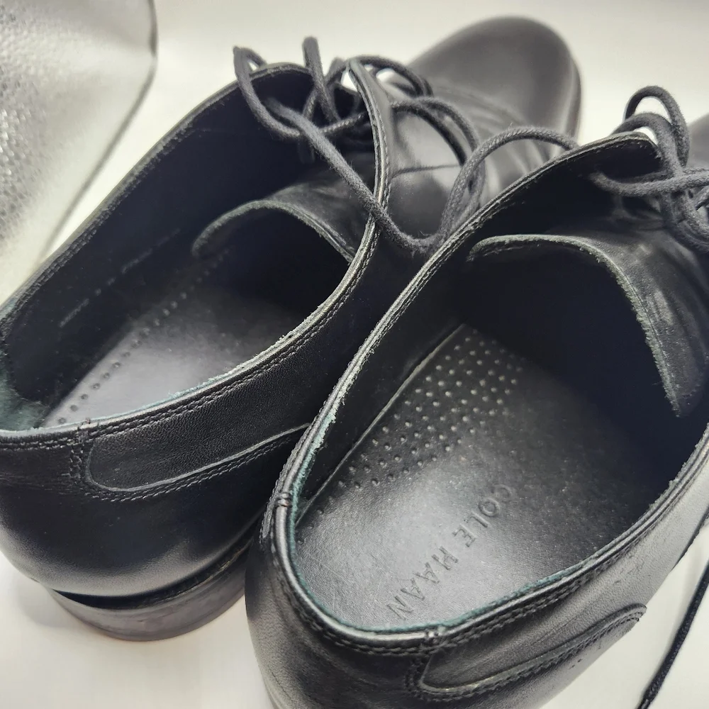 Cole Haan Williams Leather Cap Toe Oxfords‎ - Black - Size 9W Dress Shoe Formal
